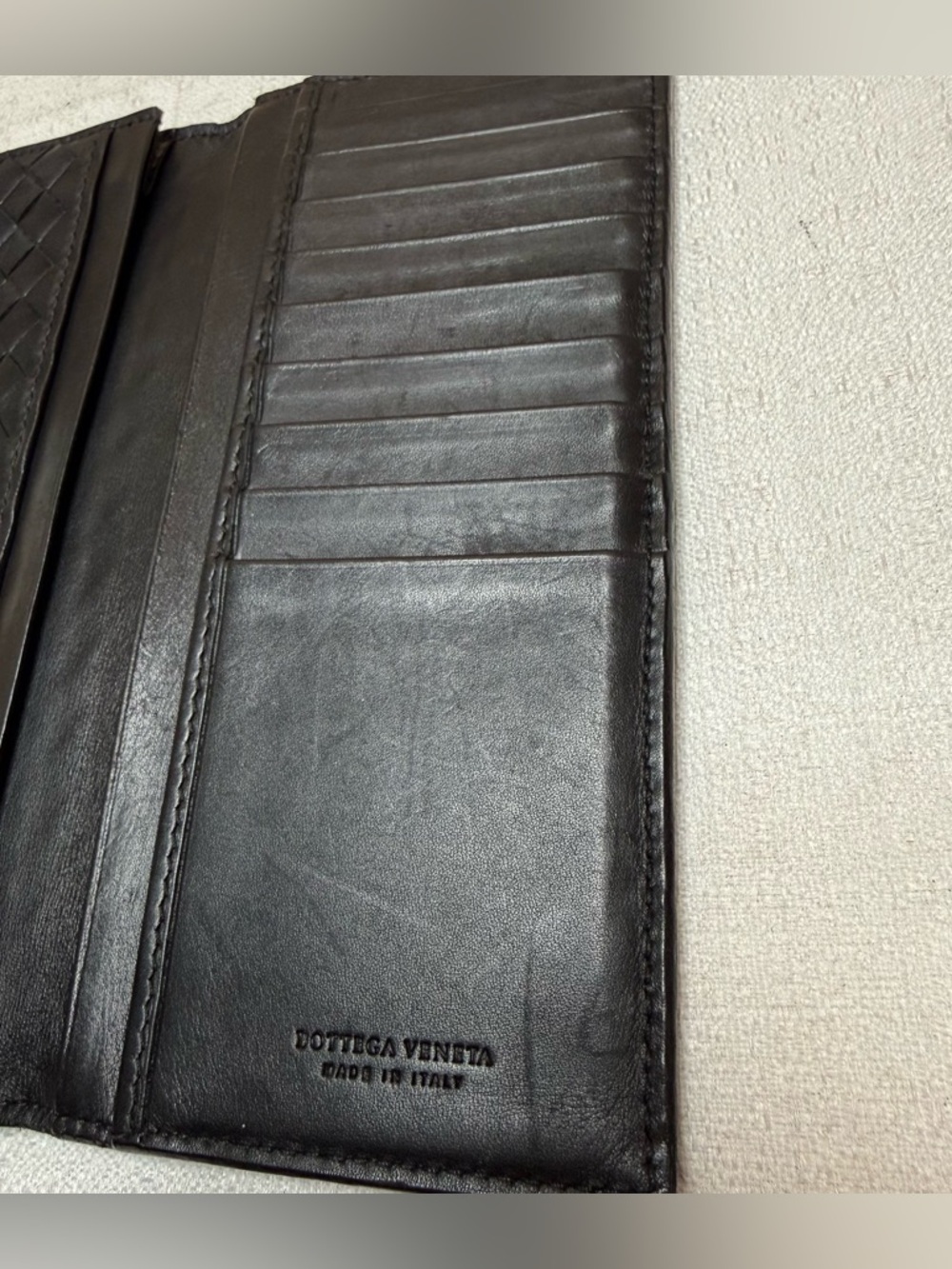 Bottega Veneta Black Intrecciato Leather Long Wallet Bi-Fold Made in Italy - Picture 14 of 14